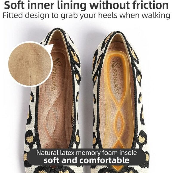 Women's Leopard Casual Dressy Ballet Pointed Toe Leopard Flats Mesh Office Shoes - Picture 3 of 6